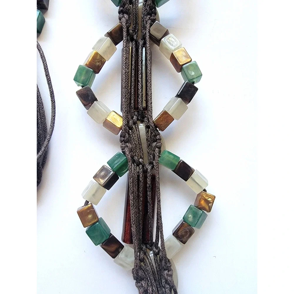 Vintage Boho Beaded Belt Multi Strand Coastal Cowgirl Festival L XL